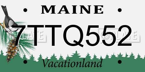 7TTQ552 Maine License Plate