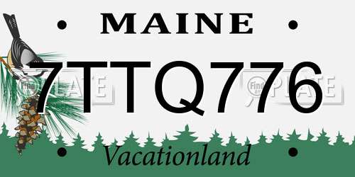 7TTQ776 Maine License Plate