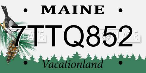 7TTQ852 Maine License Plate
