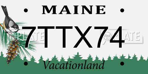 7TTX74 Maine License Plate