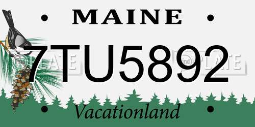 7TU5892 Maine License Plate