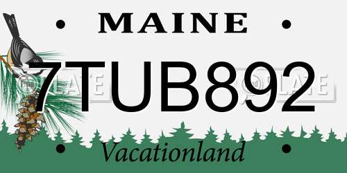 7TUB892 Maine License Plate