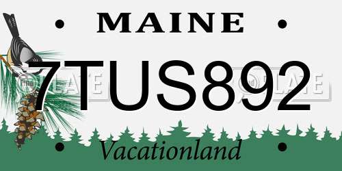 7TUS892 Maine License Plate