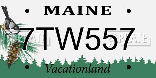 7TW557 Maine License Plate