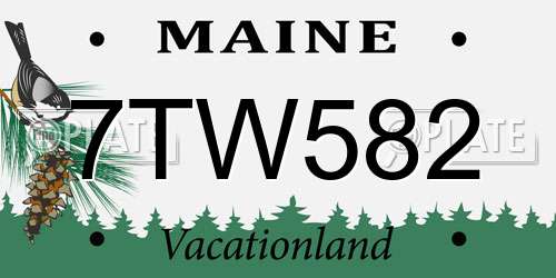 7TW582 Maine License Plate