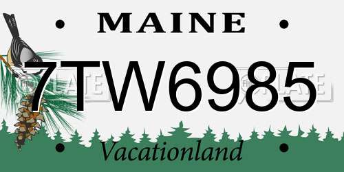 7TW6985 Maine License Plate