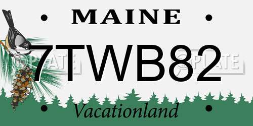 7TWB82 Maine License Plate