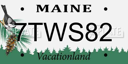 7TWS82 Maine License Plate