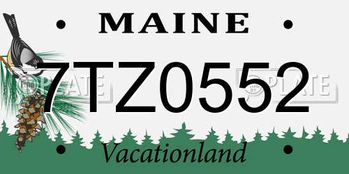 7TZ0552 Maine License Plate