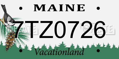 7TZ0726 Maine License Plate
