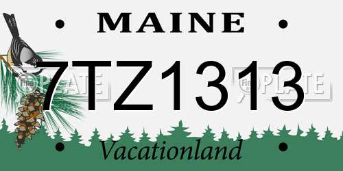 7TZ1313 Maine License Plate
