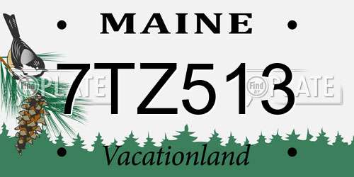 7TZ513 Maine License Plate