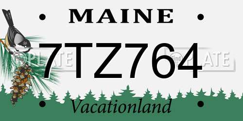 7TZ764 Maine License Plate