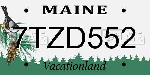 7TZD552 Maine License Plate
