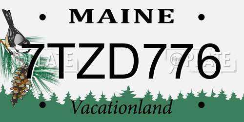 7TZD776 Maine License Plate