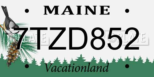 7TZD852 Maine License Plate