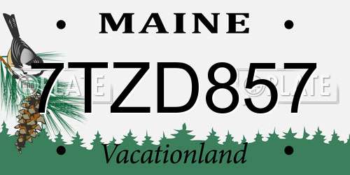 7TZD857 Maine License Plate