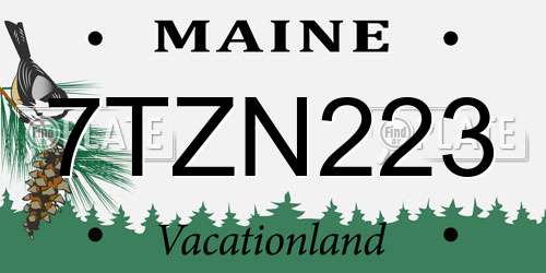 7TZN223 Maine License Plate
