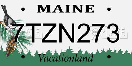 7TZN273 Maine License Plate
