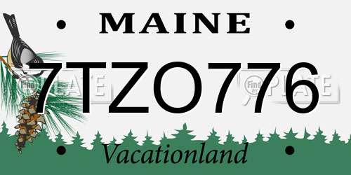 7TZO776 Maine License Plate