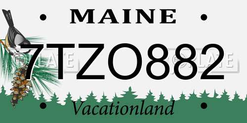 7TZO882 Maine License Plate