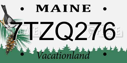 7TZQ276 Maine License Plate