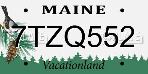 7TZQ552 Maine License Plate