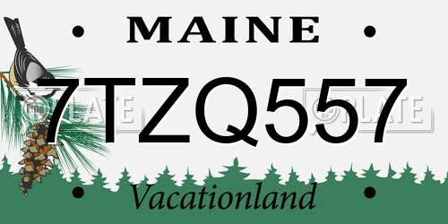 7TZQ557 Maine License Plate