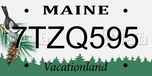 7TZQ595 Maine License Plate