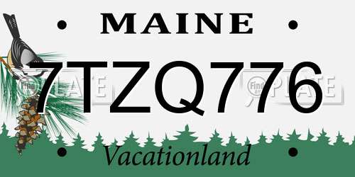 7TZQ776 Maine License Plate