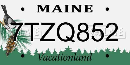 7TZQ852 Maine License Plate