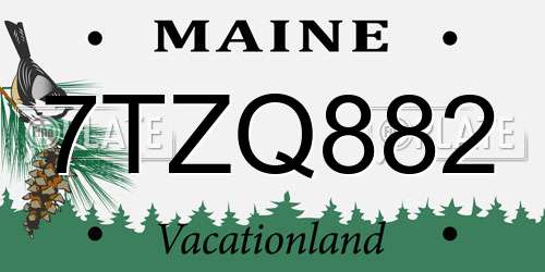 7TZQ882 Maine License Plate