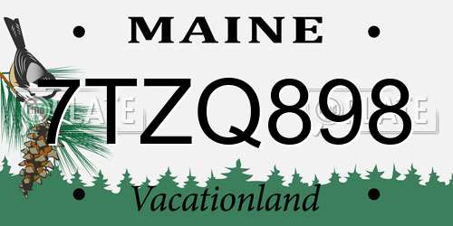 7TZQ898 Maine License Plate