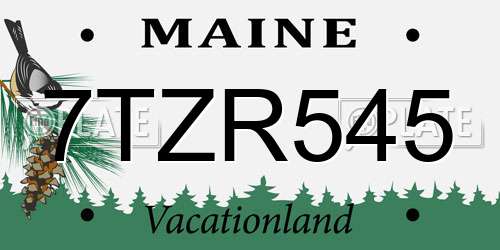7TZR545 Maine License Plate