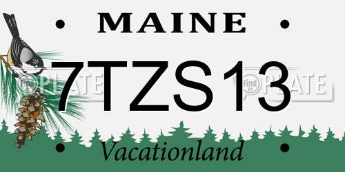 7TZS13 Maine License Plate