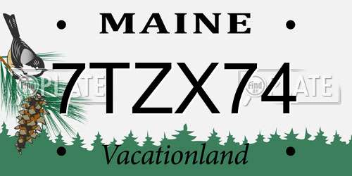 7TZX74 Maine License Plate