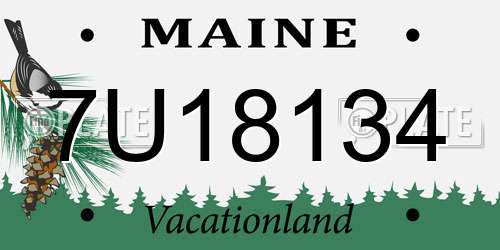 7U18134 Maine License Plate
