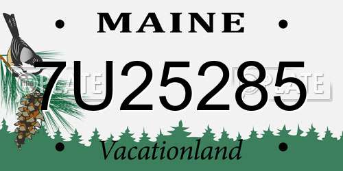 7U25285 Maine License Plate