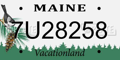 7U28258 Maine License Plate