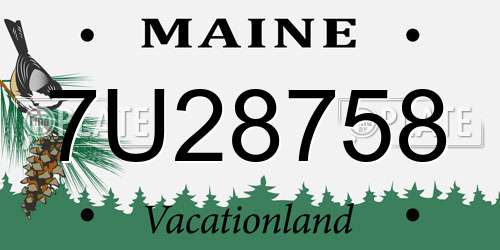 7U28758 Maine License Plate