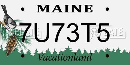 7U73T5 Maine License Plate