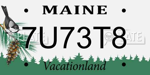 7U73T8 Maine License Plate