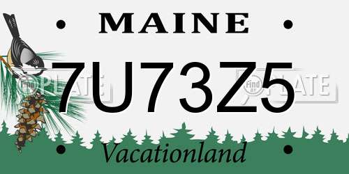 7U73Z5 Maine License Plate