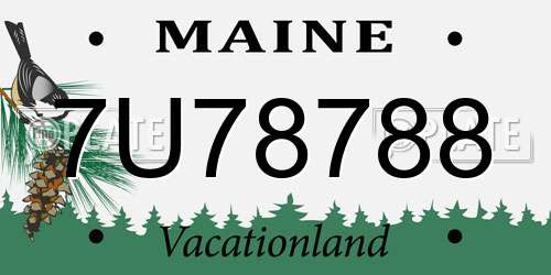 7U78788 Maine License Plate