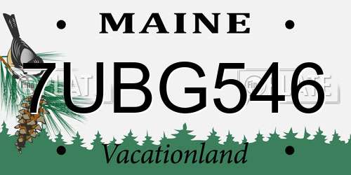 7UBG546 Maine License Plate