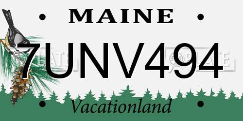 7UNV494 Maine License Plate