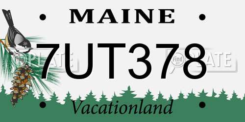 7UT378 Maine License Plate