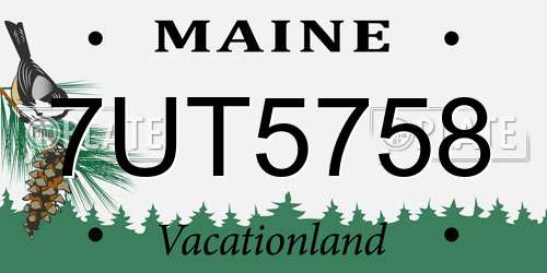 7UT5758 Maine License Plate