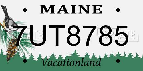 7UT8785 Maine License Plate