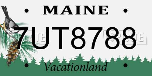 7UT8788 Maine License Plate